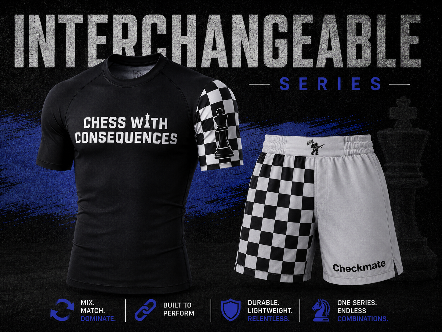 Chess With Consequences Steel Blue Rash Guard